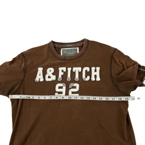 Mens Y2K Vintage Abercrombie & Fitch Spellout T-Shirt Size Medium Muscle Brown - Picture 5 of 7